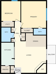 Two Bedroom / One and Half Bath - 1,000 Sq.Ft.*
